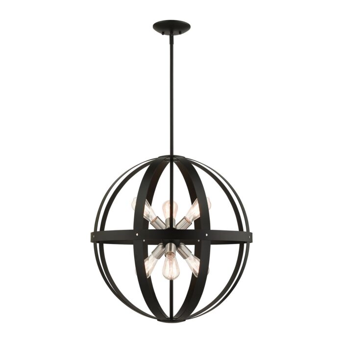 Stoneridge 6-Light Chandelier in Textured Black w with Brushed Nickels