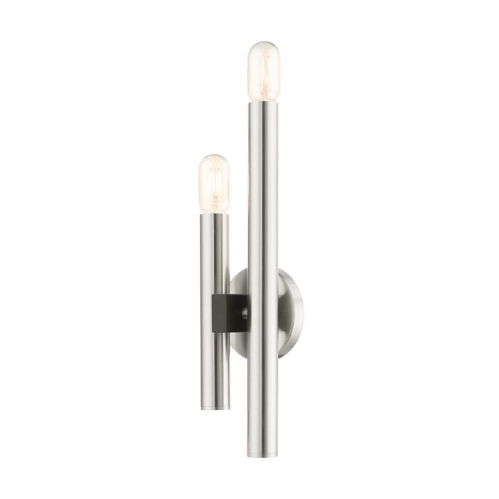 Helsinki 2-Light Wall Sconce in Brushed Nickel w with Blacks