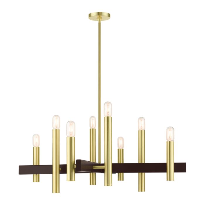 Helsinki 8-Light Chandelier in Satin Brass w with Bronzes
