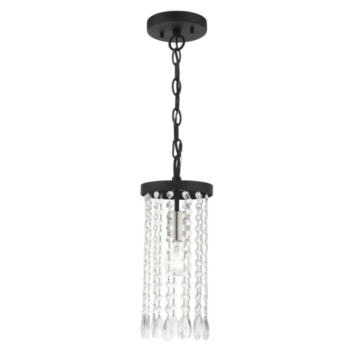 Elizabeth 1-Light Mini Pendant in Black w with Brushed Nickels
