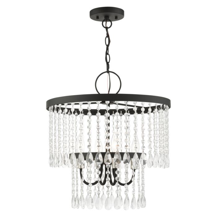 Elizabeth 4-Light Chandelier in Black w with Brushed Nickels