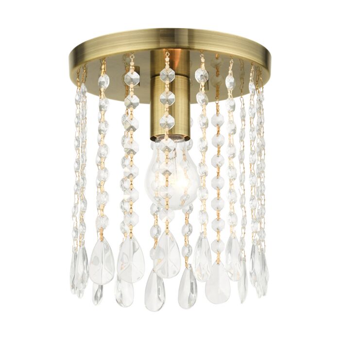 Elizabeth 1-Light Flush Mount in Antique Brass