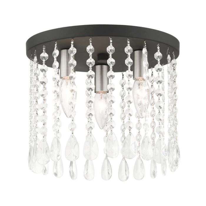 Elizabeth 3-Light Flush Mount in Black w with Brushed Nickels