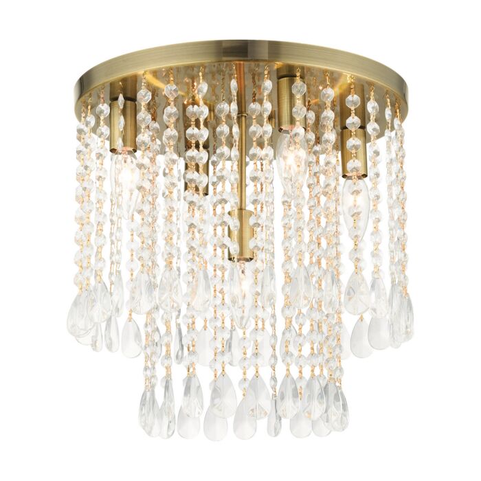 Elizabeth 5-Light Flush Mount in Antique Brass