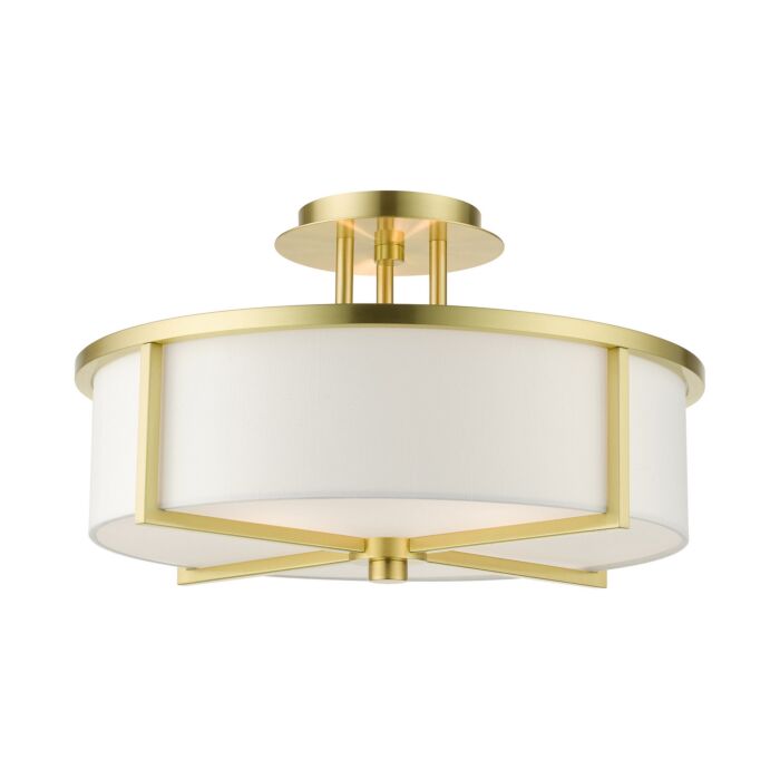 Wesley 3-Light Semi-Flush Mount in Satin Brass