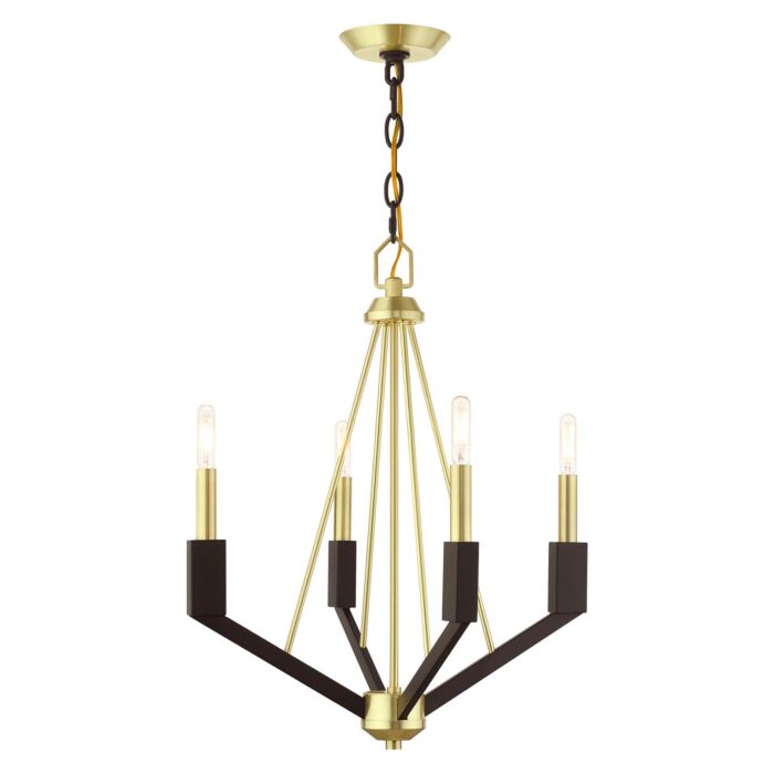 Beckett 4-Light Mini Chandelier in Satin Brass and Bronze