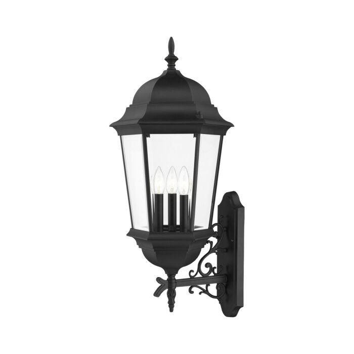 Hamilton 3-Light Outdoor Wall Lantern in Textured Black