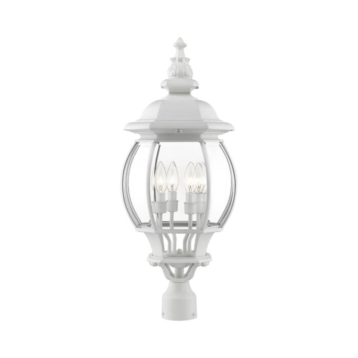 Frontenac 4-Light Outdoor Post Top Lantern in Textured White