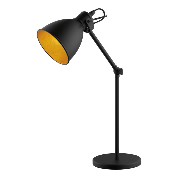 Priddy 2 1-Light Table Lamp in Black with Gold