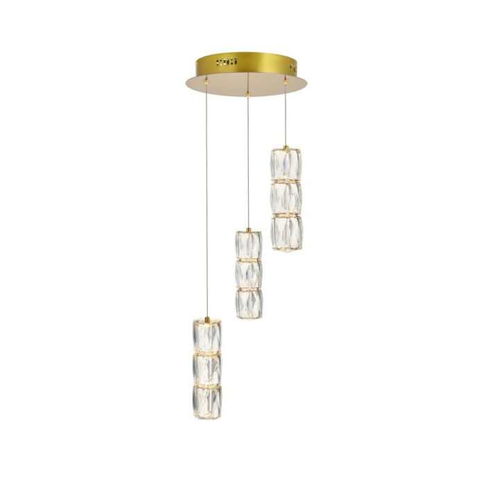 Polaris 3-Light LED Pendant in Gold