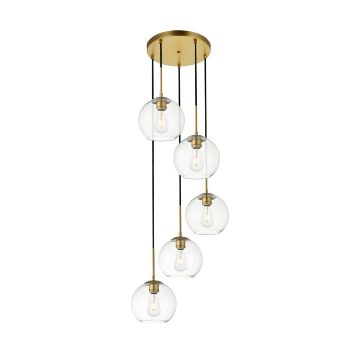 BAXTER 5-Light Pendant in Brass