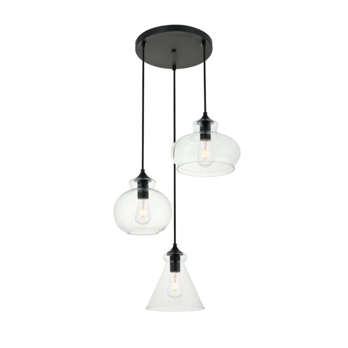 DESTRY 3-Light Pendant in Black