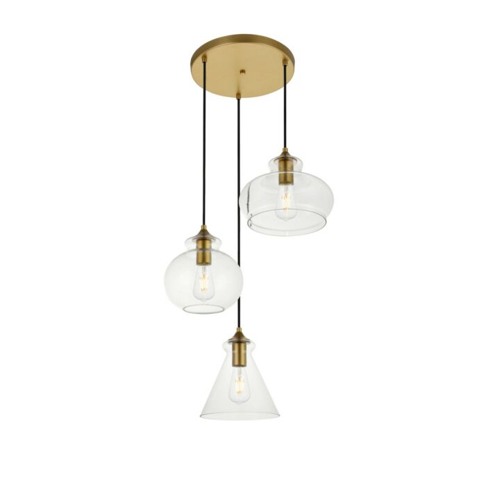 DESTRY 3-Light Pendant in Brass