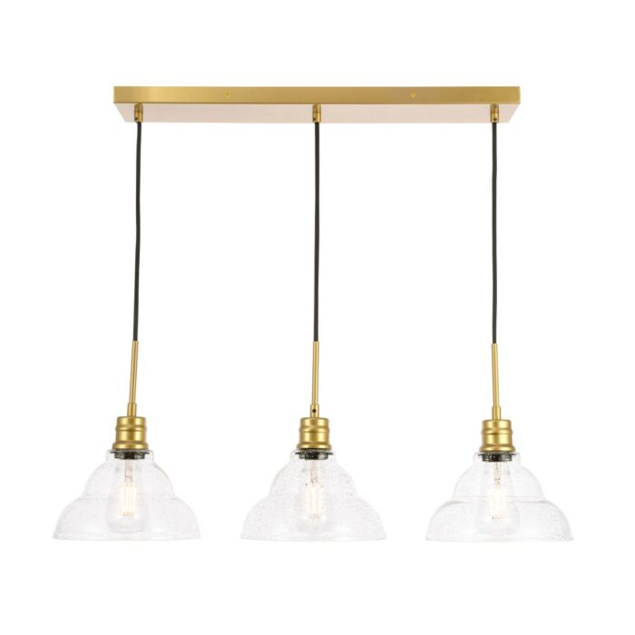 Clive 3-Light Pendant in Brass