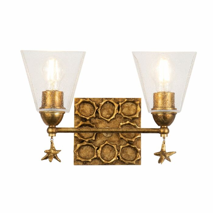 Star 2-Light Bathroom Vanity Light in Gold Leaf