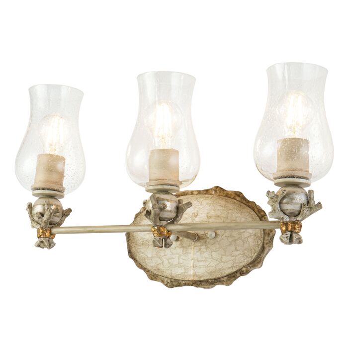 Trellis 3-Light Bathroom Vanity Light in Putty Patina and Silver Lea