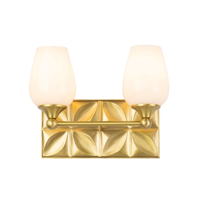 Epsilon 2-Light Bathroom Vanity Light in Aged Brass