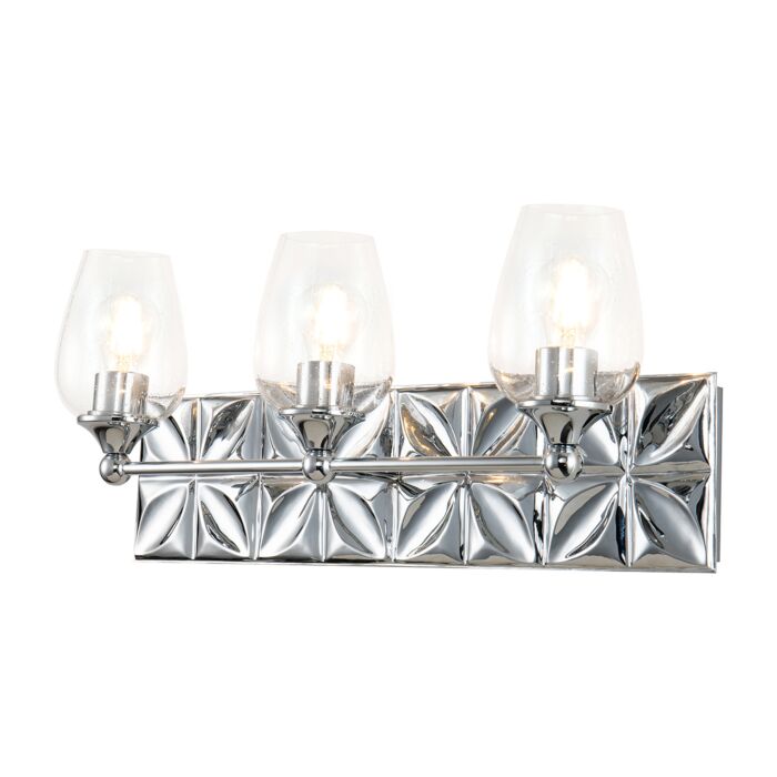 Epsilon 3-Light Bathroom Vanity Light in Polished Chrome