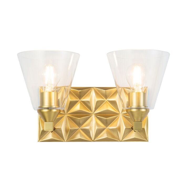 Alpha 2-Light Bathroom Vanity Light in Aged Brass