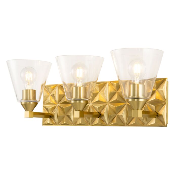 Alpha 3-Light Bathroom Vanity Light in Aged Brass