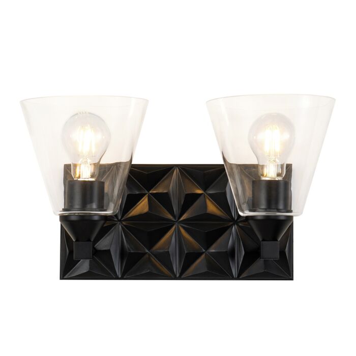 Alpha 2-Light Bathroom Vanity Light in Matte Black