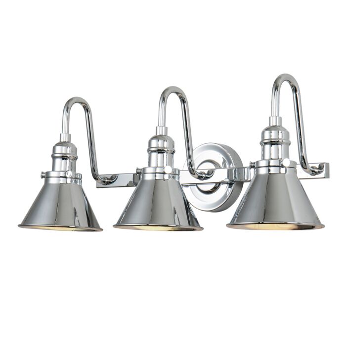 Provence 3-Light Bathroom Vanity Light in Polished Chrome