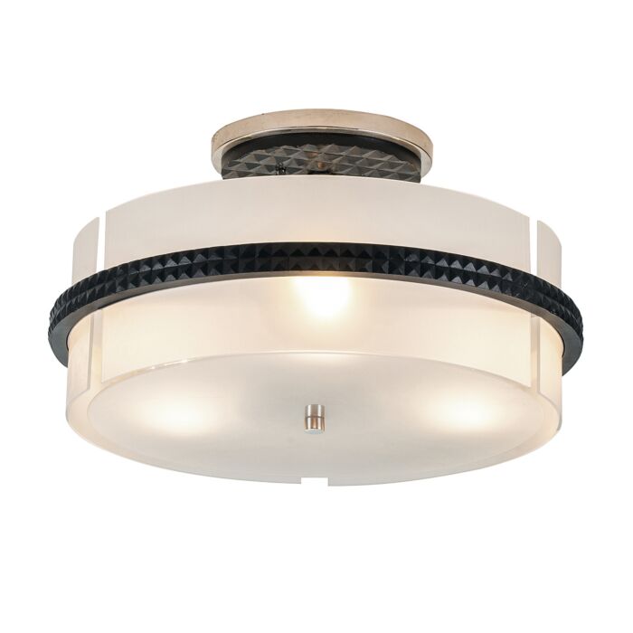 Mazant 3-Light Semi-Flush Mount in Matte Black + Polished Chrome
