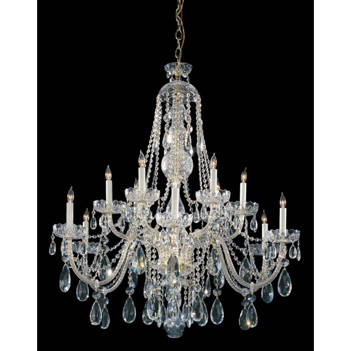 Crystorama Traditional Crystal 12 Light 48 Inch Traditional Chandelier in Polished Brass with Clear Hand Cut Crystals