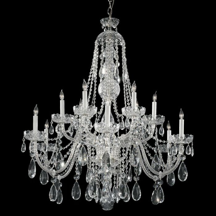 Crystorama Traditional Crystal 12 Light 46 Inch Traditional Chandelier in Polished Chrome with Clear Hand Cut Crystals