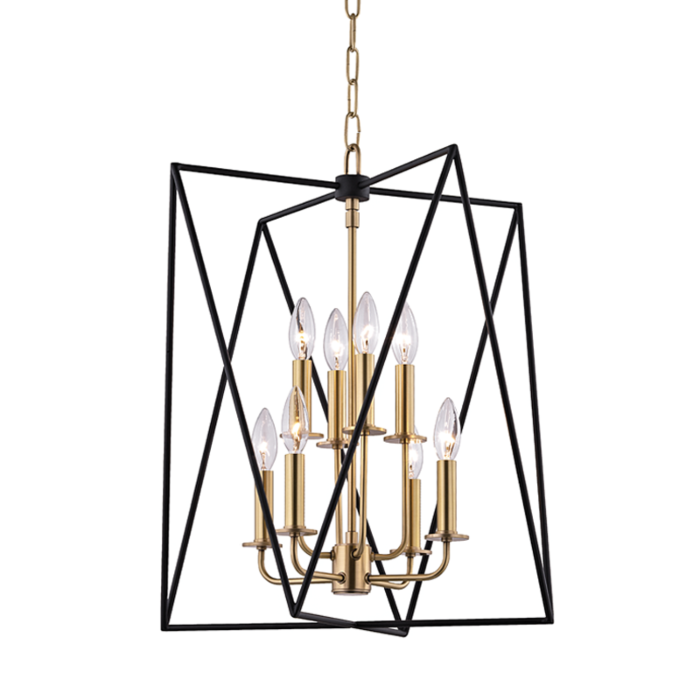 Hudson Valley Laszlo 8 Light 23 Inch Pendant Light in Aged Brass
