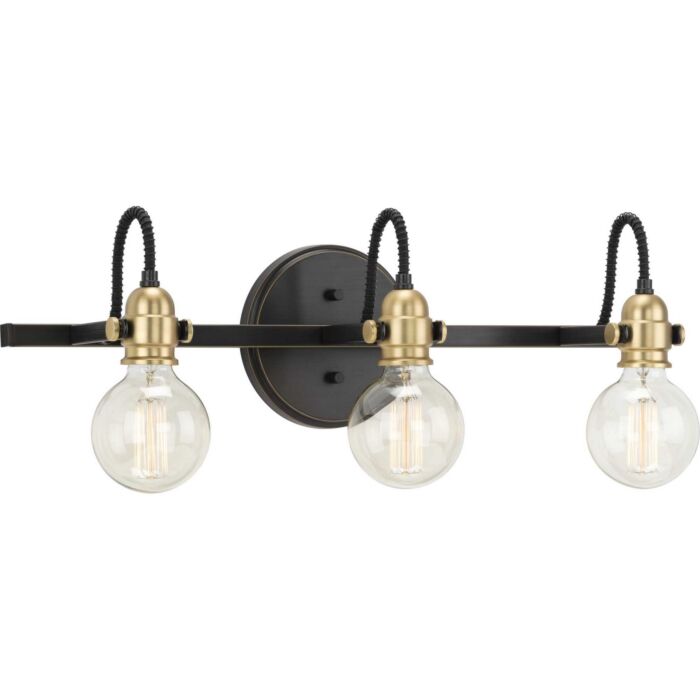 Axle 3-Light Bathroom Vanity Light Bracket in Antique Bronze