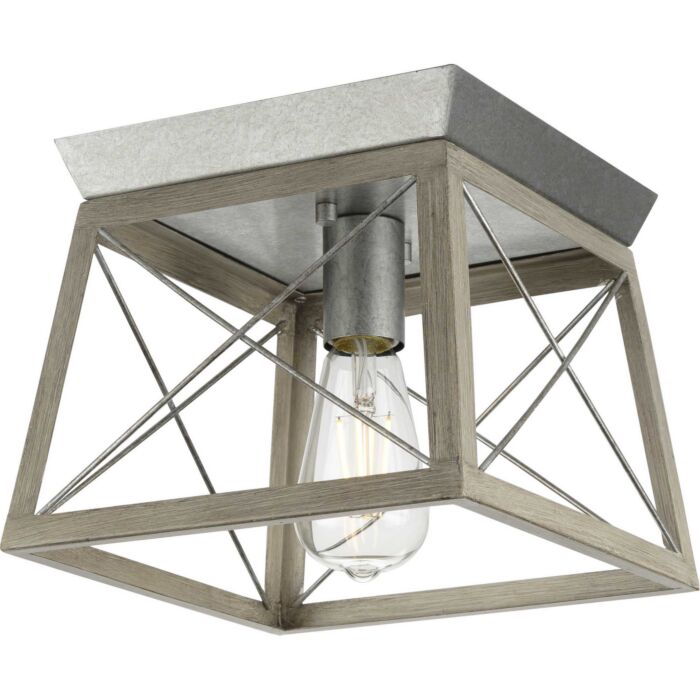 Briarwood 1-Light Flush Mount in Galvanized Finish