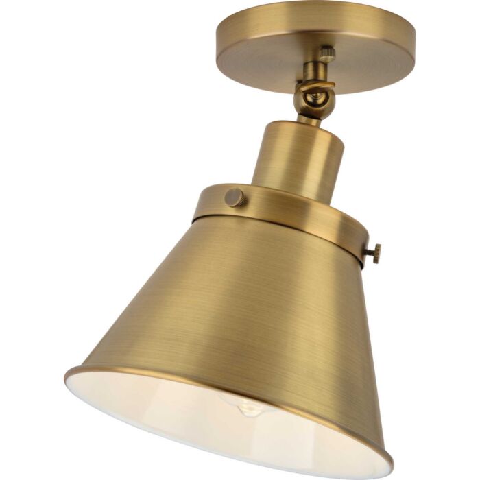 Hinton 1-Light Flush Mount in Vintage Brass
