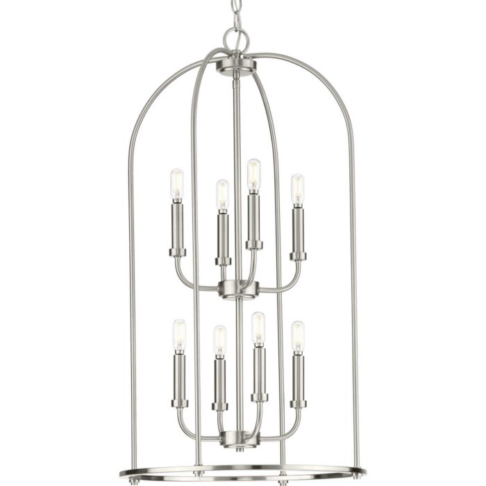 Leyden 8-Light Foyer Pendant in Brushed Nickel