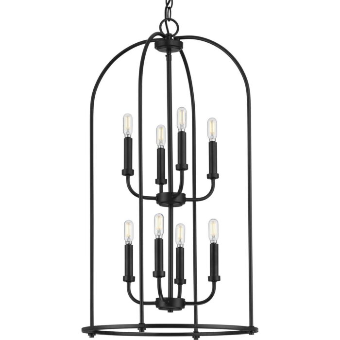 Leyden 8-Light Foyer Pendant in Matte Black