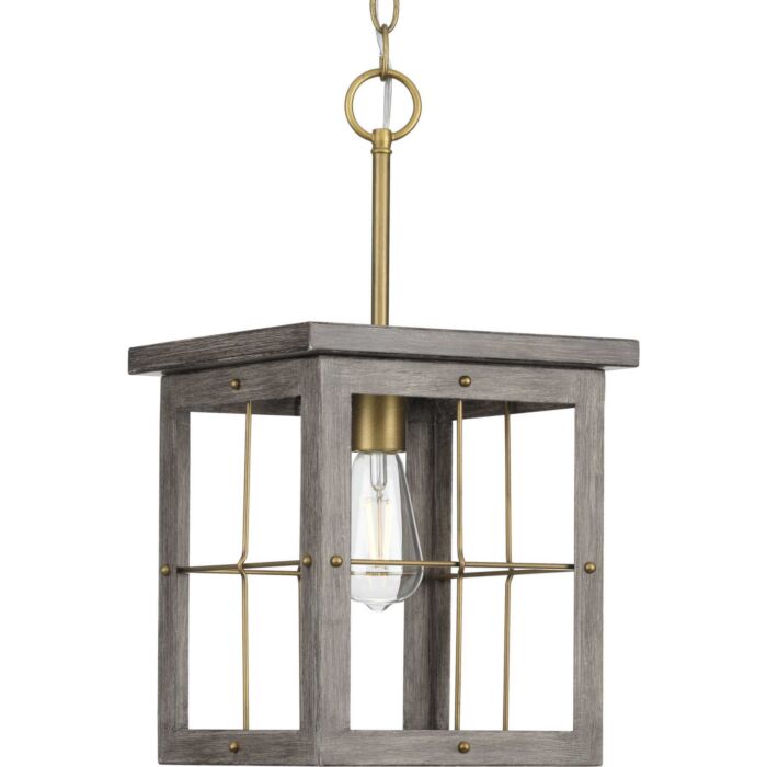 Hedgerow 1-Light Pendant in Distressed Brass
