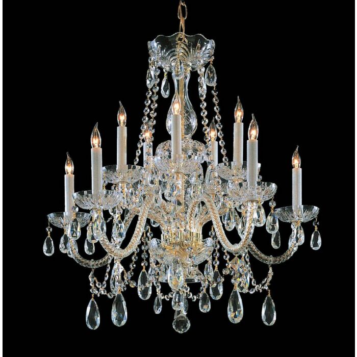 Crystorama Traditional Hand Cut Crystal 10 Light Chandelier in Polished Brass