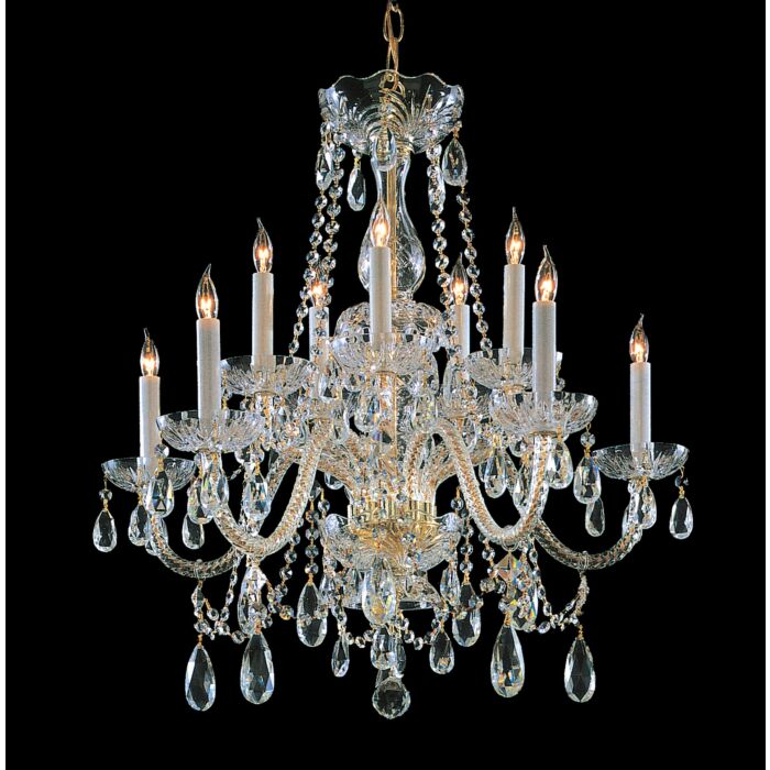 Crystorama Traditional Crystal 10 Light 26 Inch Traditional Chandelier in Polished Brass with Clear Swarovski Strass Crystals