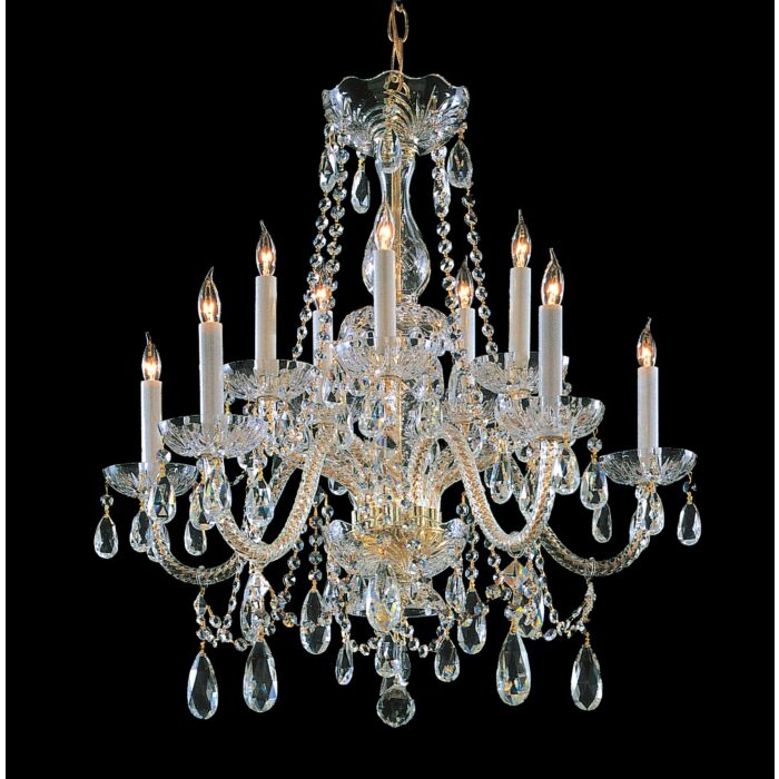 Crystorama Traditional Crystal 10 Light 26 Inch Traditional Chandelier in Polished Brass with Clear Spectra Crystals