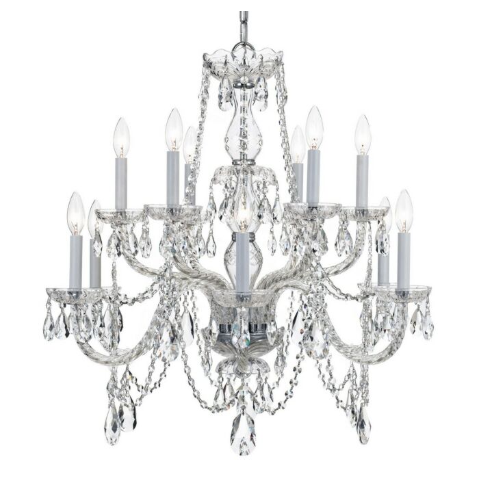 Crystorama Traditional Crystal 12 Light 26 Inch Traditional Chandelier in Polished Chrome with Clear Italian Crystals