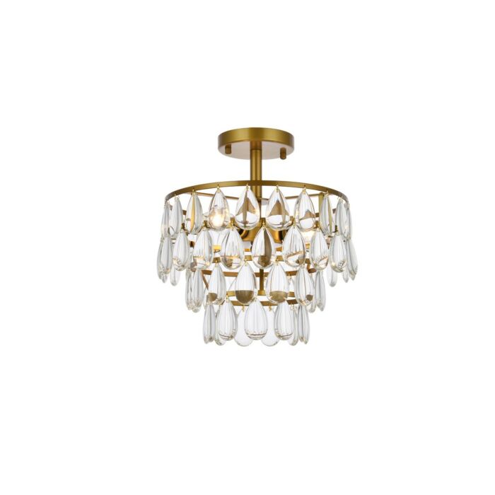 Mila 3-Light Flush Mount in Brass