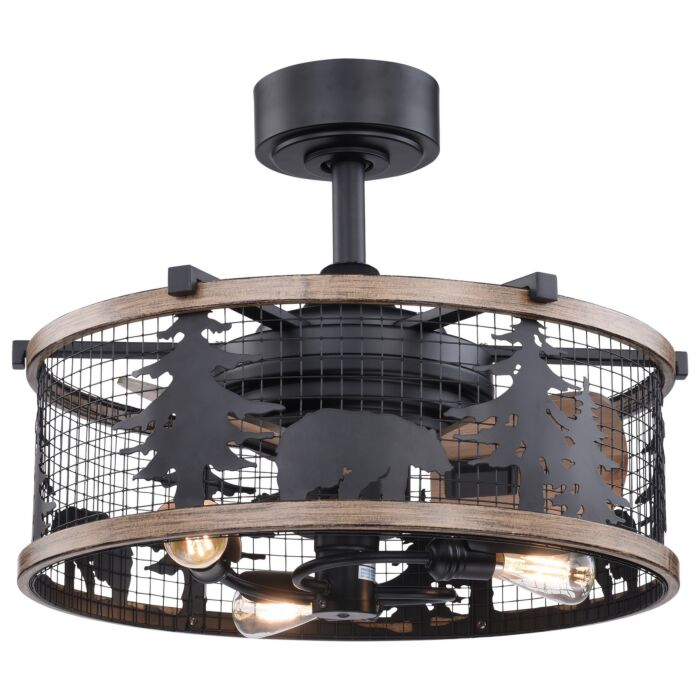 Kodiak 3-Light 21" Fandelier in Oil Rubbed Bronze and Burnished Teak