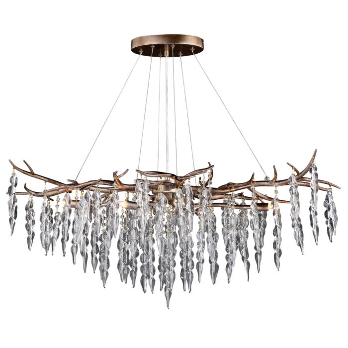 Rainier 6-Light Linear Chandelier in Silver Mist