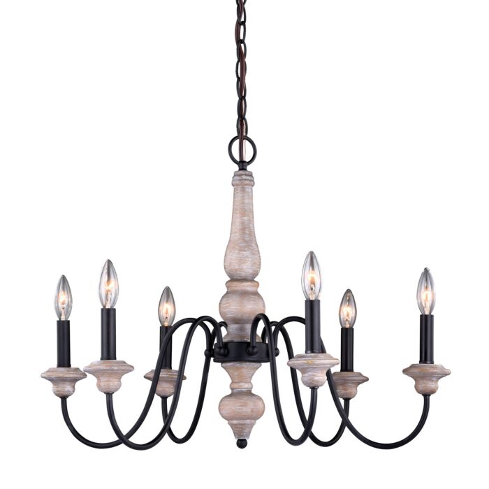 Georgetown 6-Light Chandelier in Vintage Ash and Oil Burnished Bronze