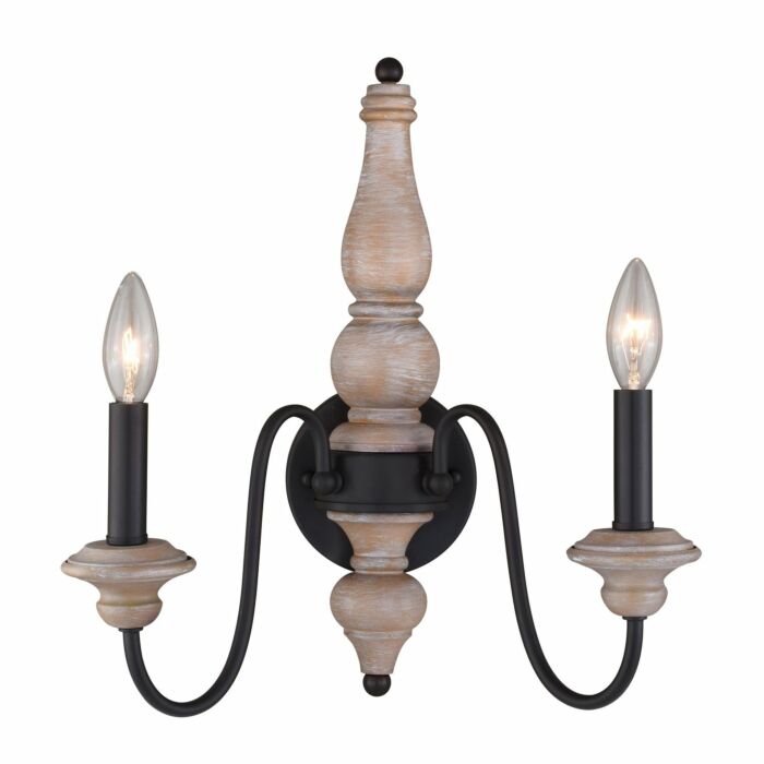 Georgetown 2-Light Wall Sconce in Vintage Ash and Oil Burnished Bronze