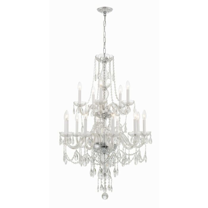 Traditional Crystal 15-Light  Chandelier in Polished Chrome