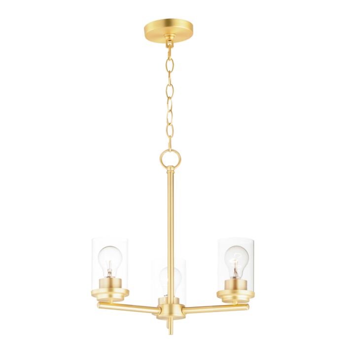 Corona 3-Light Chandelier in Satin Brass