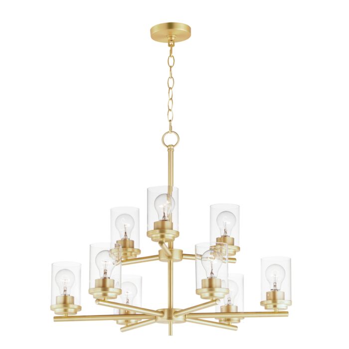 Corona 9-Light Chandelier in Satin Brass