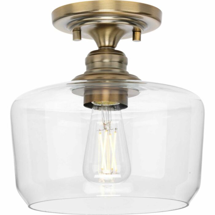 Aiken 1-Light Flush Mount in Vintage Brass