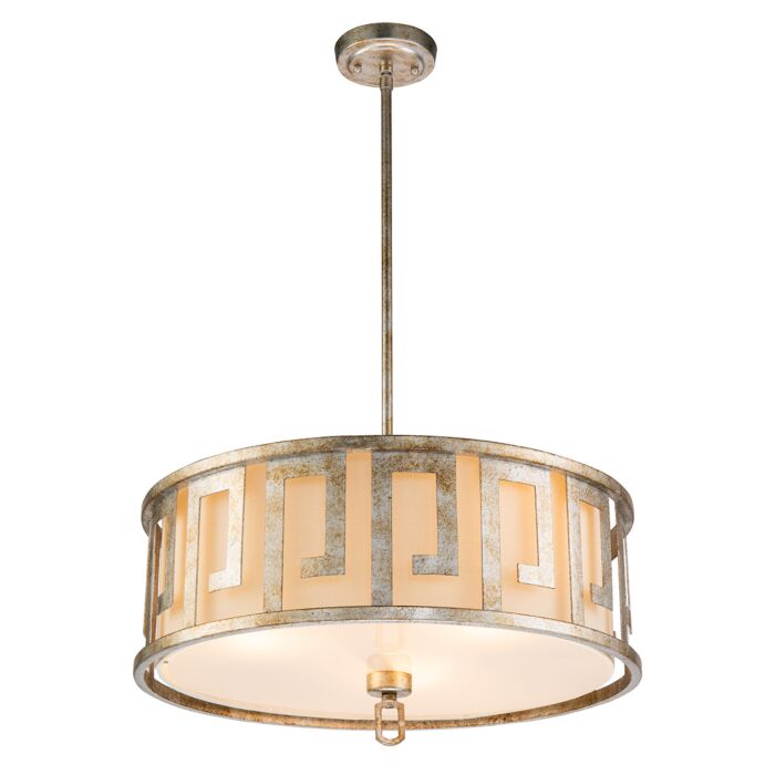 Lemuria 3-Light Island Pendant with Semi-Flush in Antique Silver